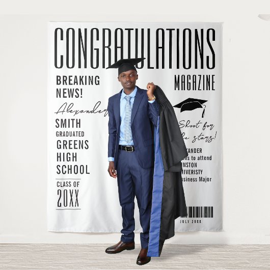 Tenture Couverture de magazine noir et blanc moderne pour