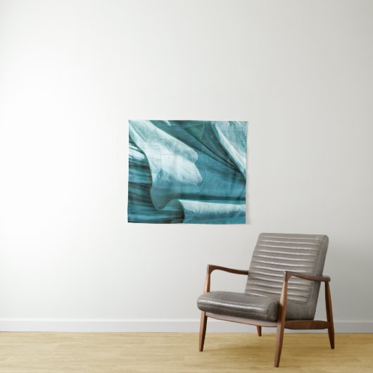 Tenture couverture en tissu turquoise (En situation (horizontale))
