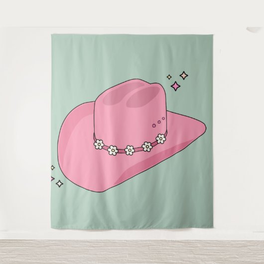 Tenture Cowboy Casquette Preppy Rose Et Vert (Devant)