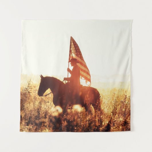 Tenture Cowboy Portrait USA Flag Thème. (Devant)