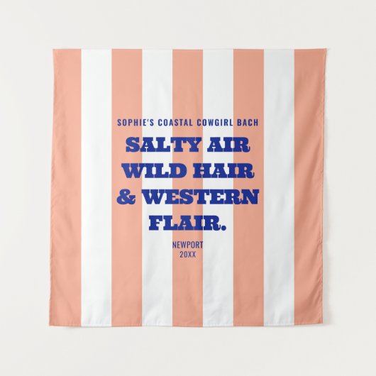 Tenture Cowgirl Côtière Charme Occidental Rayure Rose Caba (Devant)