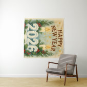 Tenture cozy happy new year 2026 party backdrop (En situation (horizontale))