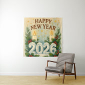 Tenture cozy happy new year 2026 party backdrop (En situation)