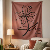Tenture Cozy Lives Here | Warm Minimalist Botanical Wall T