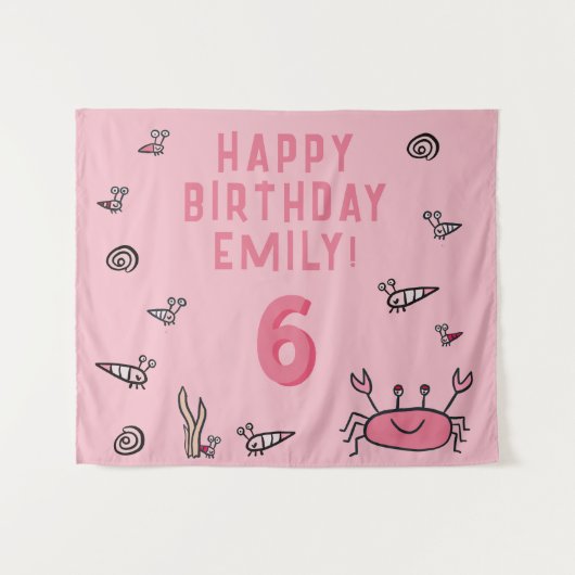 Tenture Crabe rose Animaux de la mer Coquille Photo Annive (Devant (Horizontal))