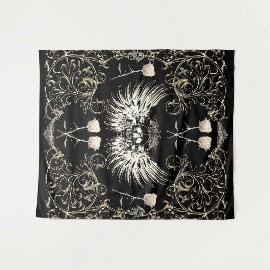 Tenture Crâne à ailes de romance gothique victorienne et r (Devant (Horizontal))