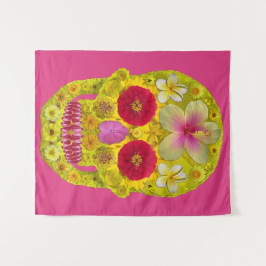 Tenture Crâne à fleurs 8 (Devant (Horizontal))