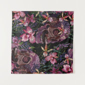 Tenture Crâne brodé : Motif gothique de l'orchidée (Devant (Horizontal))