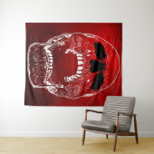 Tenture Crâne cri sur rouge - crânes (En situation (horizontale))