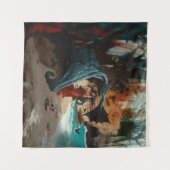 Tenture Crâne de dragon Abstrait Occulte Cuisine foncée AI (Devant (Horizontal))