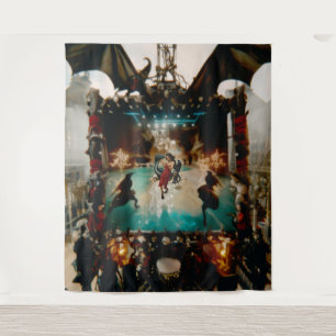 Tenture Crâne de dragon Abstrait Occulte Cuisine foncée AI