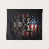 Tenture Crâne de drapeau américain (Devant (Horizontal))