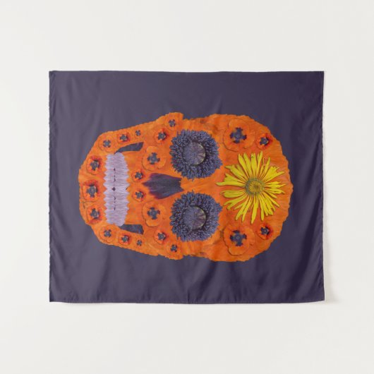 Tenture Crâne de fleurs 1 (Devant (Horizontal))