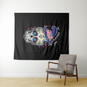 Tenture Crâne de fleurs d'Halloween (En situation (horizontale))