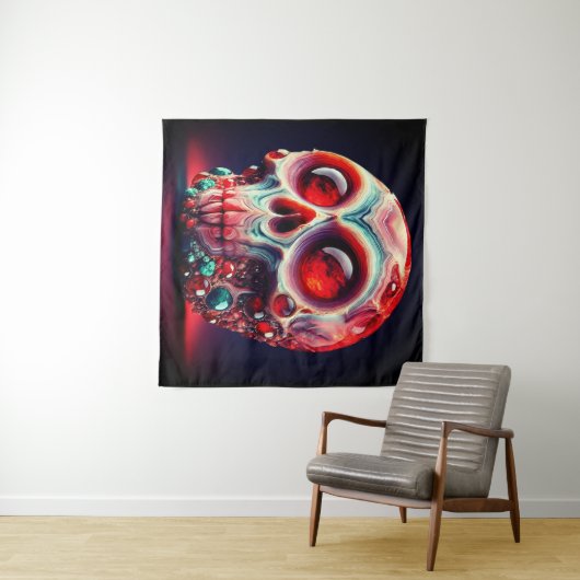 Tenture Crâne de géode à bijoux rouge (En situation (horizontale))