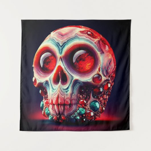 Tenture Crâne de géode à bijoux rouge (Devant)