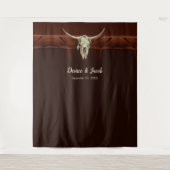 Tenture Crâne de taureau mariage occidental rustique marro (Devant)