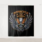 Tenture Crâne et flammes Fraternité Motorcycle Club (Devant)