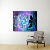 Tenture Crâne et planète Terre - Crânes humains (En situation (horizontale))