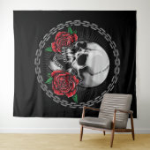 Tenture Crâne et Rose (En situation (horizontale))