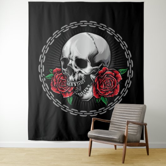 Tenture Crâne et Rose (En situation)
