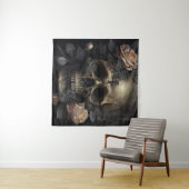 Tenture Crâne et Rose (En situation (horizontale))