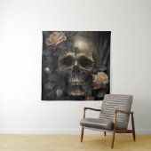 Tenture Crâne et Rose (En situation)