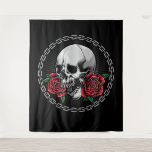 Tenture Crâne et Roses