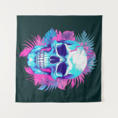 Tenture Crâne floral en style Vaporwave (Devant (Horizontal))