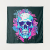 Tenture Crâne floral en style Vaporwave (Devant)