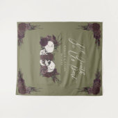 Tenture Crâne Floral Vert Olive Gothic Til Death (Devant (Horizontal))