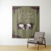 Tenture Crâne Floral Vert Olive Gothic Til Death (En situation)