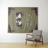 Tenture Crâne Floral Vert Olive Gothic Til Death (En situation (horizontale))