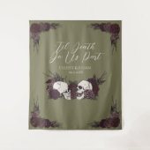 Tenture Crâne Floral Vert Olive Gothic Til Death (Devant)