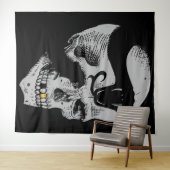 Tenture Crâne gothique avec serpent (En situation (horizontale))