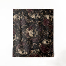 Crâne gothique et motif floral – Romantique vintag