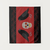 Tenture Crâne gothique et ravens du gardien Halloween (Devant)