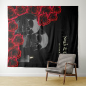 Tenture Crâne gothique rouge effrayant et Halloween Rose (En situation (horizontale))