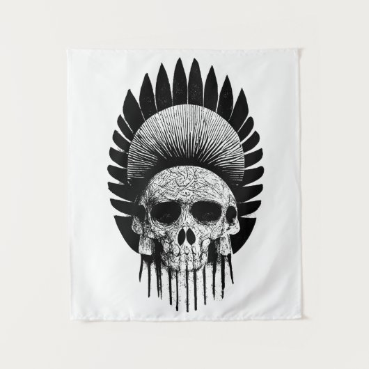 Tenture Crâne indien noir et blanc (Devant)