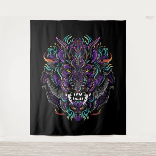 Tenture Crâne Lion Tribal (Devant)