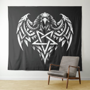 Tenture Crâne Pentagramme Tribal par BurnsInhell