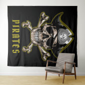 Tenture Crâne pirate Capitaine Trésor Royal arrière-plan (En situation (horizontale))