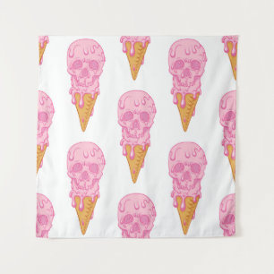 Tenture Crâne rose - crème glacée. Contexte motif transpar