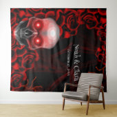 Tenture Crâne rouge floral foncé moody gothique crâne Hall (En situation (horizontale))
