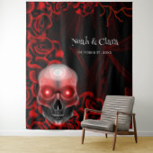 Tenture Crâne rouge floral foncé moody gothique crâne Hall (En situation)