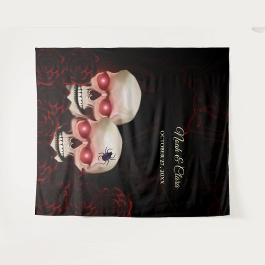 Tenture Crâne rouge floral foncé moody gothique crâne Hall (Devant (Horizontal))