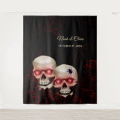Tenture Crâne rouge floral foncé moody gothique crâne Hall (Devant)