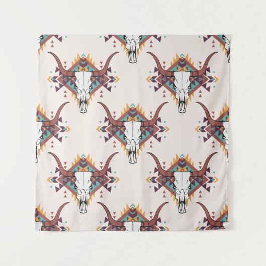 Tenture Crâne taureau de la tribu : Boho Seamless (Devant)