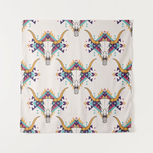 Tenture Crâne taureau de la tribu : Boho Seamless (Devant)