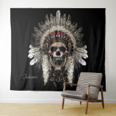 Tenture Crâne tribale indienne de Cherokee (En situation (horizontale))